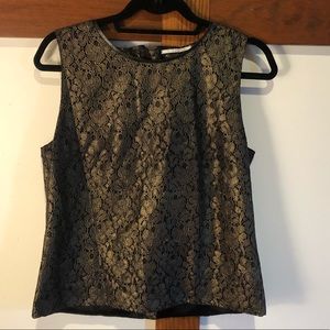 Tahari gold zippered blouse